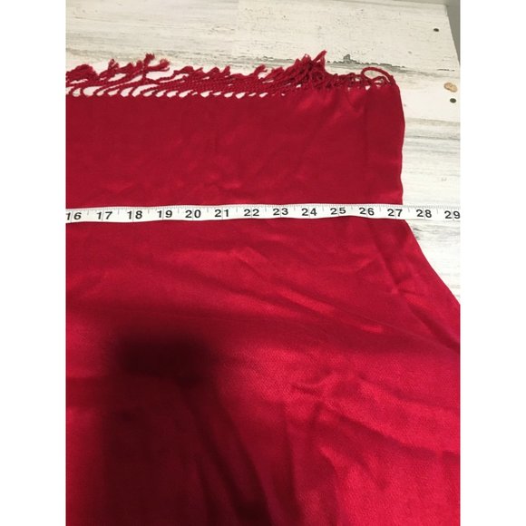Red blanket scarf with fringe 27”x83” - Picture 3 of 3